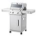 Monument Grills 2-Burner Stainless Steel Liquid Propane Gas Patio Garden Barbecue Grill with Clearview® Lid, Knob Control and Two Foldable Shelves Mesa200S