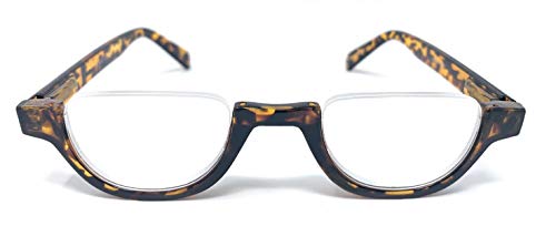 The Noble Semi-Rimless Half Reader Half Moon Reading Glasses, + 2.25 Yellow Tortoise