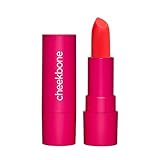 Cheekbone Sustain Lipstick, Vibrant Coral Pink Shade, Creamy Satin Lip Color with Buildable Pigment, Long-Wear, Moisturizing Formula with Organic Castor Oil, Eco-Conscious, Vegan, 0.14 oz.