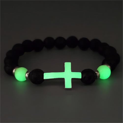 Pulsera de piedra volcánica natural de 8mm unisex miniatura 3