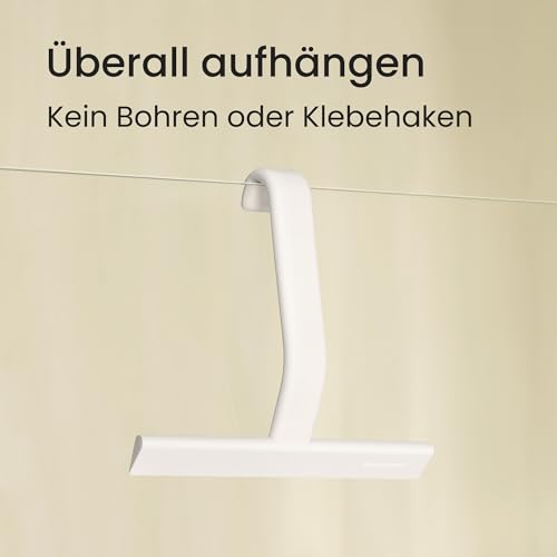 dancemoon JustHang Duschabzieher, einteiliger Softtouch-Silikon-Abzieher Dusche mit integriertem Haken, streifenfreies Abziehen ohne Quietschen, für Duschwand und Fenster, 25 cm, Weiß