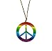 Produktbild HAAC Halskette Kette mit Peacezeichen Peace Zeichen Anhänger Farbe Regenbogen 6 cm Durchmesser