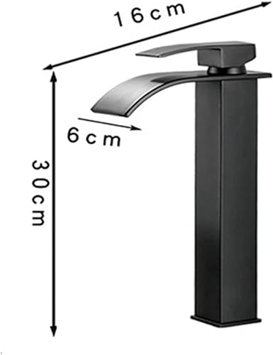 Robinet cascade salle de bain évier monotrou acier inoxydable noir