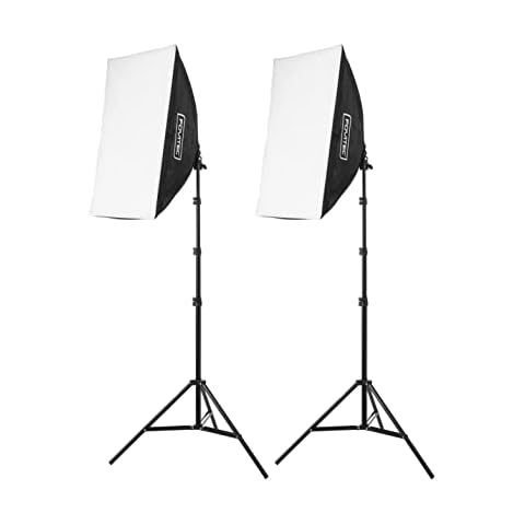 Fovitec 2-Light Fluorescent Studio Lighting Kit, 50cm x 72cm Quick Setup Softboxes, 650W Continuous Light and Stands for Portraits, Product Photos, Vlogging, Video Conferencing, and Live Streaming Cover