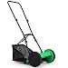 TANGZON Hand Push Lawnmower, Manual Lawn Mower with 30cm Cutting Width, 18.5L Grass Box, 4 Adjustable Cutting Heights, Walk-Behind Cylinder Lawn Mower For Small Gardens (Green+Black)