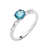 925 Sterling Silver 1.50CT Aquamarine & Cz Solitaire Engagement Ring size K to S - Rhodium Finish (N)