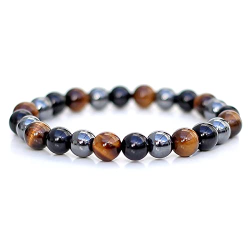 Vista 3 de Triple Protection Bracelet - For Protection - Bring Luck And Prosperity - Hematite - Black Obsidian - Tiger Eye - Stone Bracelets
