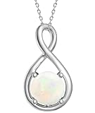 Eastlily Infinity Opal Birthstone Necklaces for Women, 925 Sterling Silver Birthday Stone Pendant Necklace Titanium Steel Chain Necklace for Women Birthday Jewelry Gifts,Oct-Opal