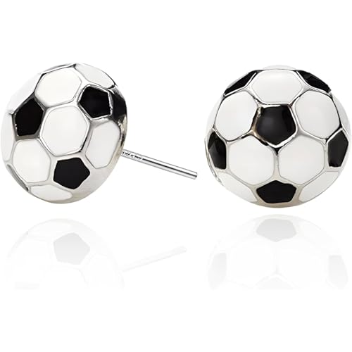 Sterling Silver Sports Earrings Baseball Football Soccer Volleyball Basketball Stud Earrings Half Ball Earrings Athletes Earrings Fan Gift Prize Sports Jewelry Gift for Women Men Player Lover