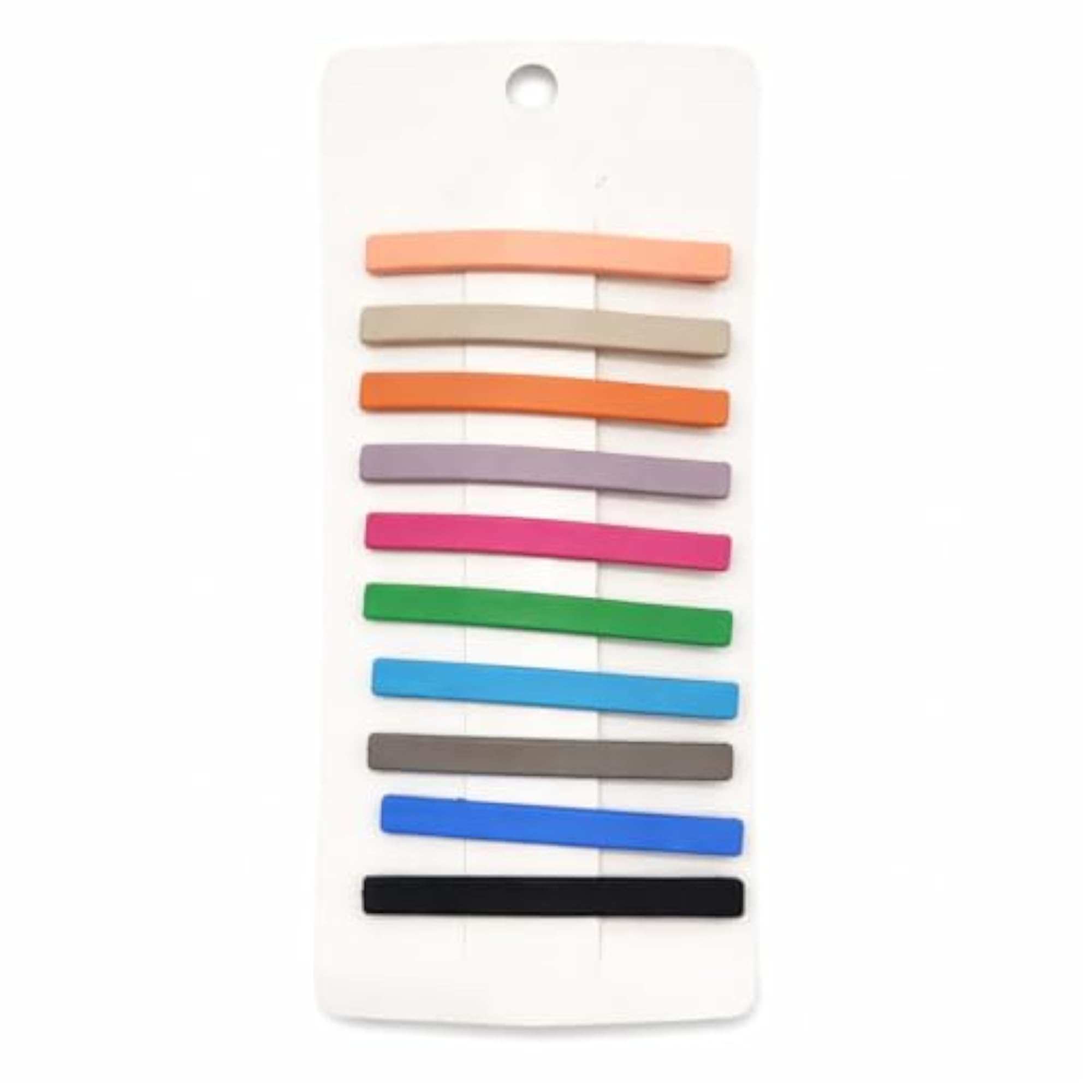 Matte Snap Hair Clip Set, Multicolor Bar Clips, 10 Pieces