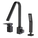 Oil Rubbed Bronze Waterfall Bathtub Faucet with Brass Handheld Shower, Single Handle 3 Hole...