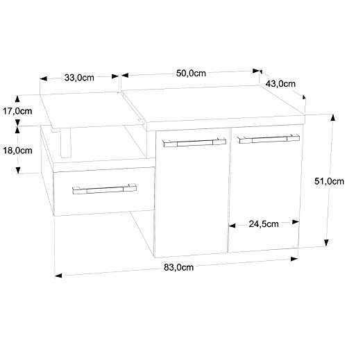 Gabinete Armário para Banheiro (Balcão C/cuba Q39) Legno 830