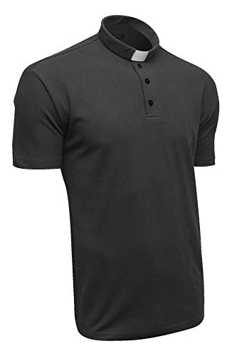 Clergy Polo Shirt Short Sleeve in Black Color (XXL)