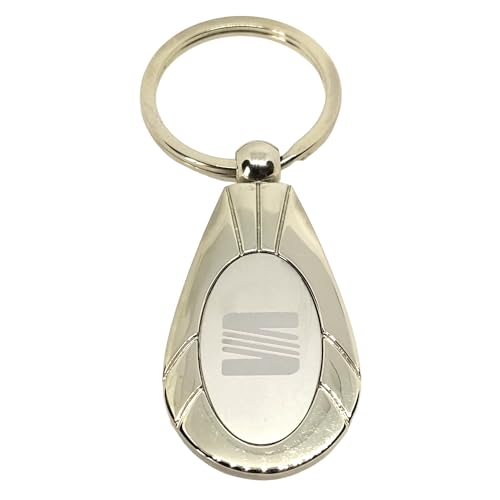 Station Mania Llavero compatible Rover Logo Forma de ovoide de metal plateado en su estuche