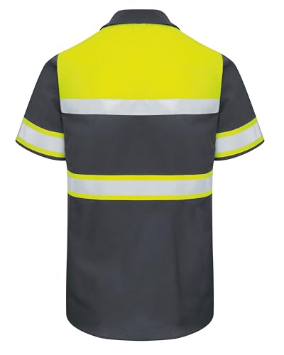 Image of Red Kap Men's Hi-vis Ss Colorblock Ripstop Work Shirt-Type O, Class 1