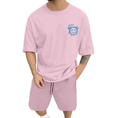 Ensemble homme t-shirt d'été surdimensionné à col rond et imprimé graphique streetwear