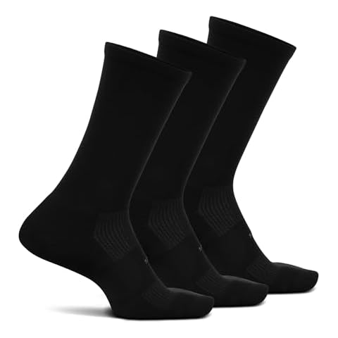 Feetures High Performance Max Cushion Classic Crew Sock for Women & Men - Moisture-Wicking Athletic Socks - Black, Large (3 Pair) Cover
