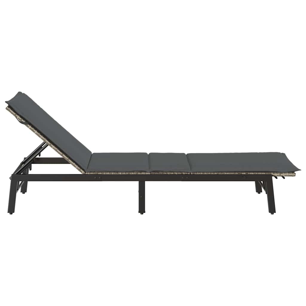 Genérico Silla Larga Poliratán Gris Claro con Cojín | Respaldo ajustable de 3 posiciones, funda extraíble lavable, estructura de acero termolacado, uso en exteriores