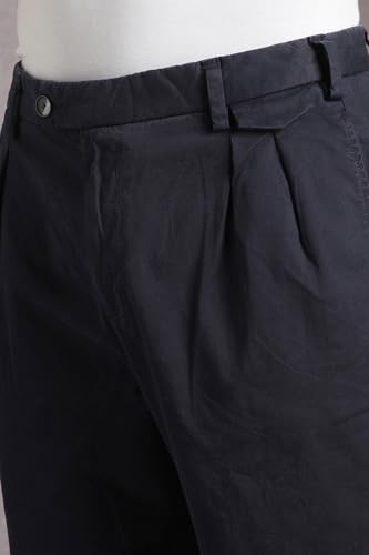 Image of Louis Philippe Men's Mid Rise Overdyed Baggy Fit Pleated Chinos with Stretch