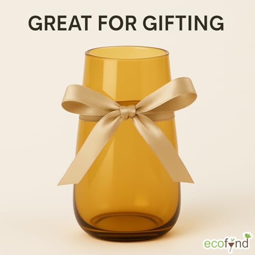 Image of ecofynd Glass Vase for Flowers Plants, Modern Decorative Vase for Home Decor Center Table, Bedroom, Living Room, Office Decoration, Wedding or Gifts, Luster Glass Vase, (GVASE014)