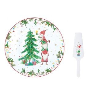 Easylife - Plat A Tarte en Porcelaine avec Pelle Ready for Christmas