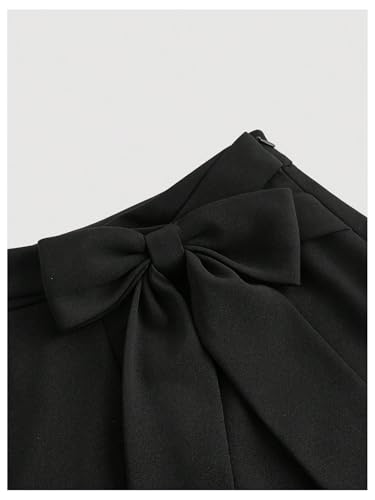 GORGLITTER Women's Summer Casual High Waisted Flare Pants Bow Leg Elastic Trousers3