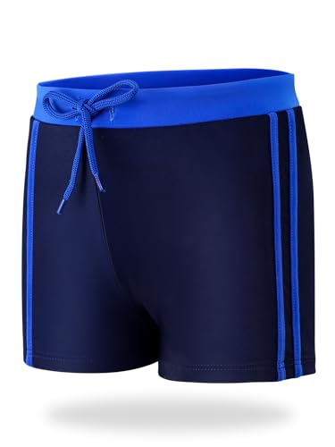 Aiseyi Badehose Jungen Badeshorts Schwimmhose Kinder mit Gefüttert Elastischer Bund Dunkelblau 176