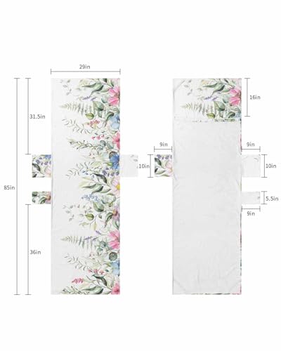 Spring Floral Beach Lounge Chair Towel Cover, Soft Chaise Lounge Towel with Side Pockets Patio Pool Chairs Cover for Beach/Pool Sunbathing 29x85 Summer Eucalyptus Leaves Botanical