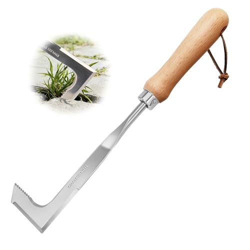 KLDOLLAR Crack Weeder Stainless Steel Crevice Weeding Tool L-Shaped Side-Walk Weed Puller Spatula Efficient Manual Weeder for Sidewalk Paver Narrow and Wall Gaps