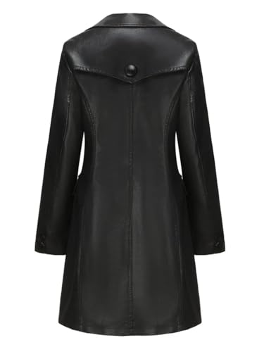 Trench en cuir pour femme de qualité supérieure coupe simple boutonnage