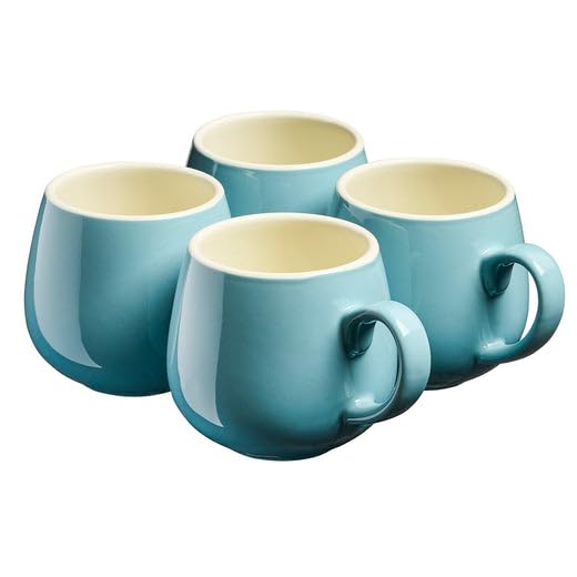 Cooks Professional 4 Piece Colourful Stoneware Round Mug Set | Tea Coffee Hot Chocolate Drinking Cups | Microwave & Dishwasher Safe Ceramic with Graduated Colour | 350ml Capacity | Blue โ image 1