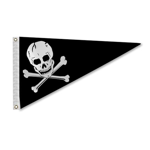 AGAS Pirate Bow Pennant - 10 x 15 inch - Printed 200D Nylon - Solid Brass Eyelets Canvas Heading - Vivid Colors Fade Proof - Bow Flags.