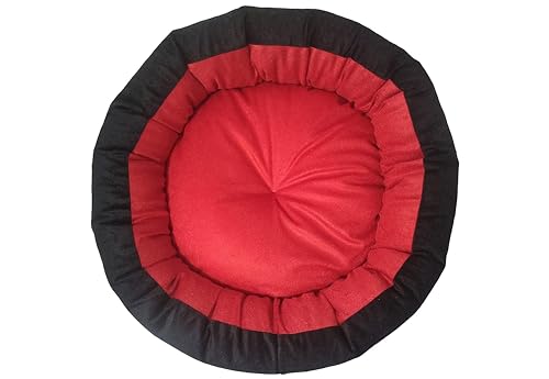 Image of Medium Size Dog Bed for Medium Size Dogs, Puppies, Kitten and cat Bed Velvet Fabric Dual Color Red-Black Anti Skid Bottom Washable Export Quality Pet Bed