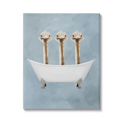 Image of Stupell Industries Three Ostriches Bathtub, 24 x 30 Inch Canvas Wall Art