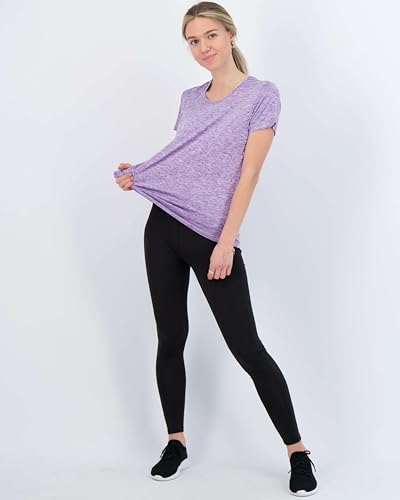 Image of Real Essentials 5 Pack: Women's Dry Fit Tech Stretch Short-Sleeve Crew Neck Athletic T-Shirt Available in Plus Size Set Medium