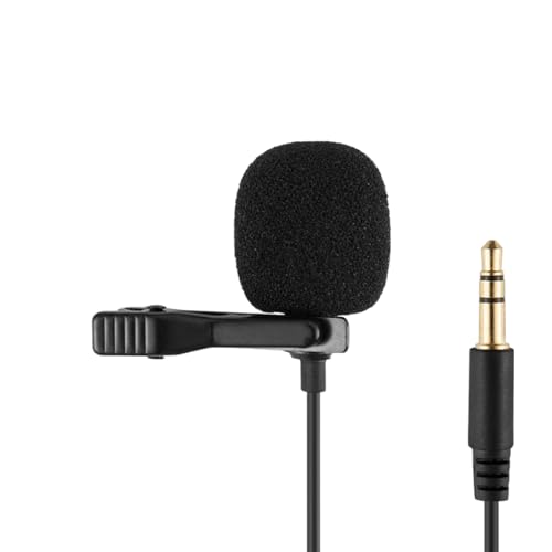 Image of ELFOG Lavalier Microphone 3 Pole TRS Jack 1.5m Cord for Moto Vlogging Compatible with Go-Pro,DJI Action Camera Accessories