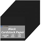 Black Cardstock Bulk 100 sheets, 12” x 12” Cardstock Construction Paper,180 GSM/62lb Card Stock Printer Christmas Paper for Scrapbooking Diy Crafts Card Making