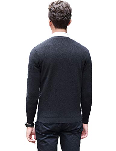 Flygo Mens Classic Slim V-Neck Wool Pullover Cashmere Sweaters3