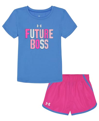 Image of Under Armour Girl's 2-piece Short Sleeve Tee and Shorts Set, Lightweight and Comfortable