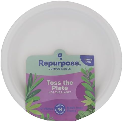Repurpose, Plates Compostable Bagasse 9 Inch, 44 Count image 4