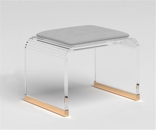Tabouret de coiffeuse chic en acrylique transparent, assise rembourrée haut de gamme