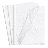 Glitzer Seidenpapier Verpackungsmaterial, 50 Blatt Weiß Seidenpapier Weiss zum Verpacken Geschenkpapier Verpackungspapier 50x33 cm