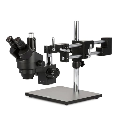 AmScope - 3.5X-180X Trinocular Stereo Zoom Microscope with Black Double Arm Boom Stand - SM-4TZZ-B