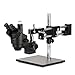 AmScope 3.5X-180X Trinocular Stereo Zoom Microscope with Black Double Arm Boom Stand