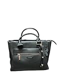 DESIGN ELEGANTE: Borsa a mano NAJ-OLEARI in ecopelle nera con due manici robusti e finiture in oro, perfetta per uno stile sofisticato