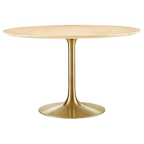 Image of Modway Lippa Dining Table, 48 inch, Gold Natural