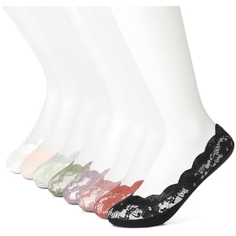 Jsimmotd Women’s No Show Socks,Comfortable Low Cut Socks,Lace Breathable Invisible And Sexy Cute Socks（Black/White/Pink/Purple/Light green/Green/Red/Cameo brown） Cover