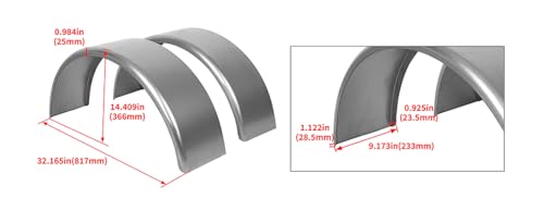 Image of KUAFU 14 inch-16 inch Round Trailer Fenders Single Axle and Fender 32 inch x 9 inch x 14 inch | Steel; Compatible with Car Haul; Cargo Trailer Utility Landscape Trailer 2 Pcs