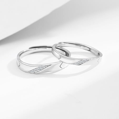 Bague ajustable argent couple pour sceller une promesse d'amour - 2