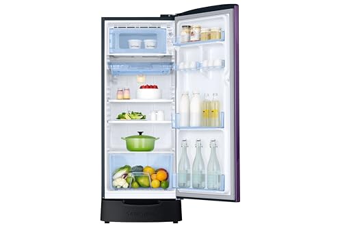 Image of Samsung 183 L, 3 Star, Digital Inverter, Direct-Cool Single Door Refrigerator (RR20H1823WB /HL, Wild Lily Blue, Base Stand Drawer, Single Touch Defrost, 2026 Model)